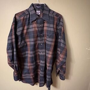Faconnable by Albert Goldberg Mens L Plaid Button Down Long Sleeve Casual Shirt